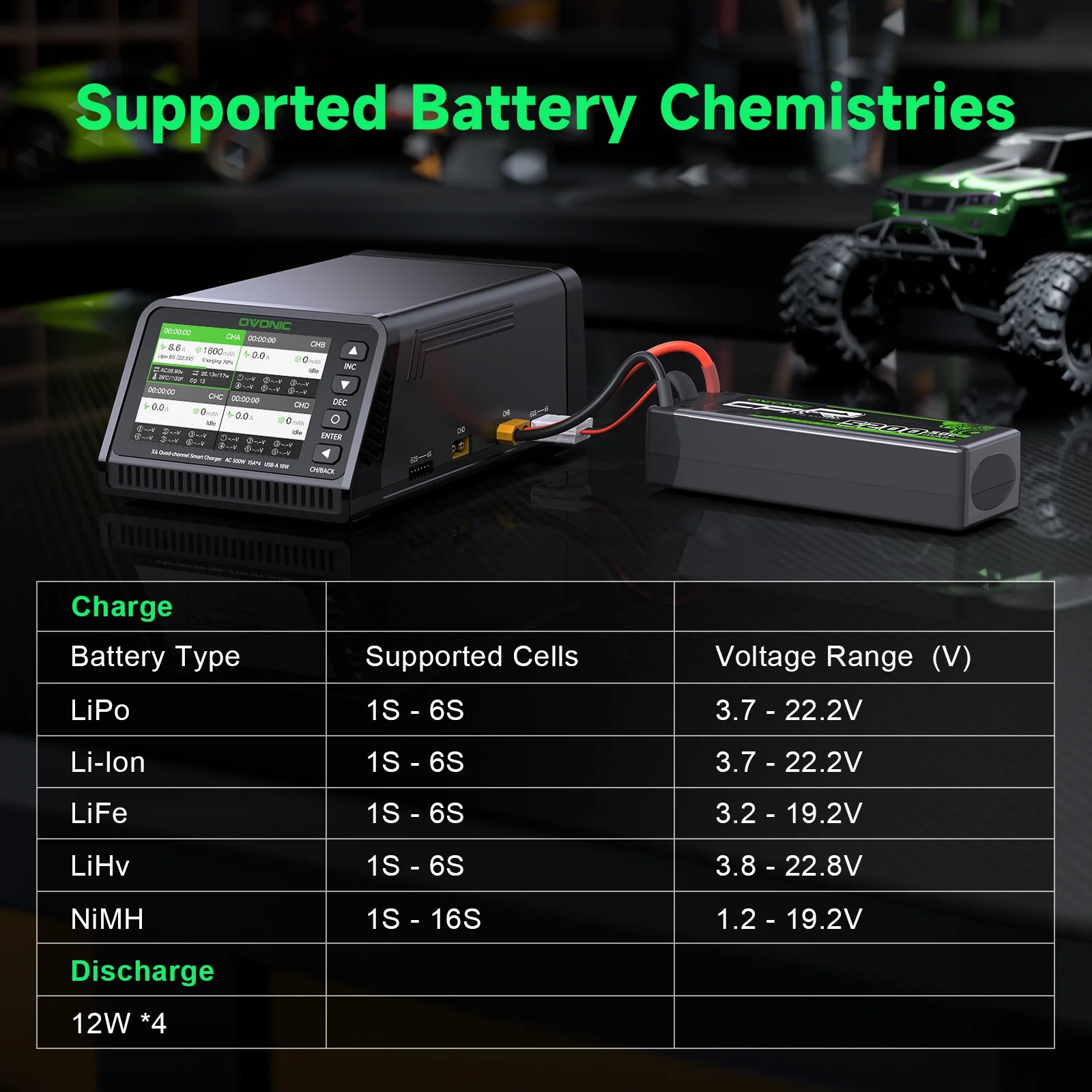 Ovonic X4 AC500W 4 Channel Sma - Drone Battery Smart 评论和价格
